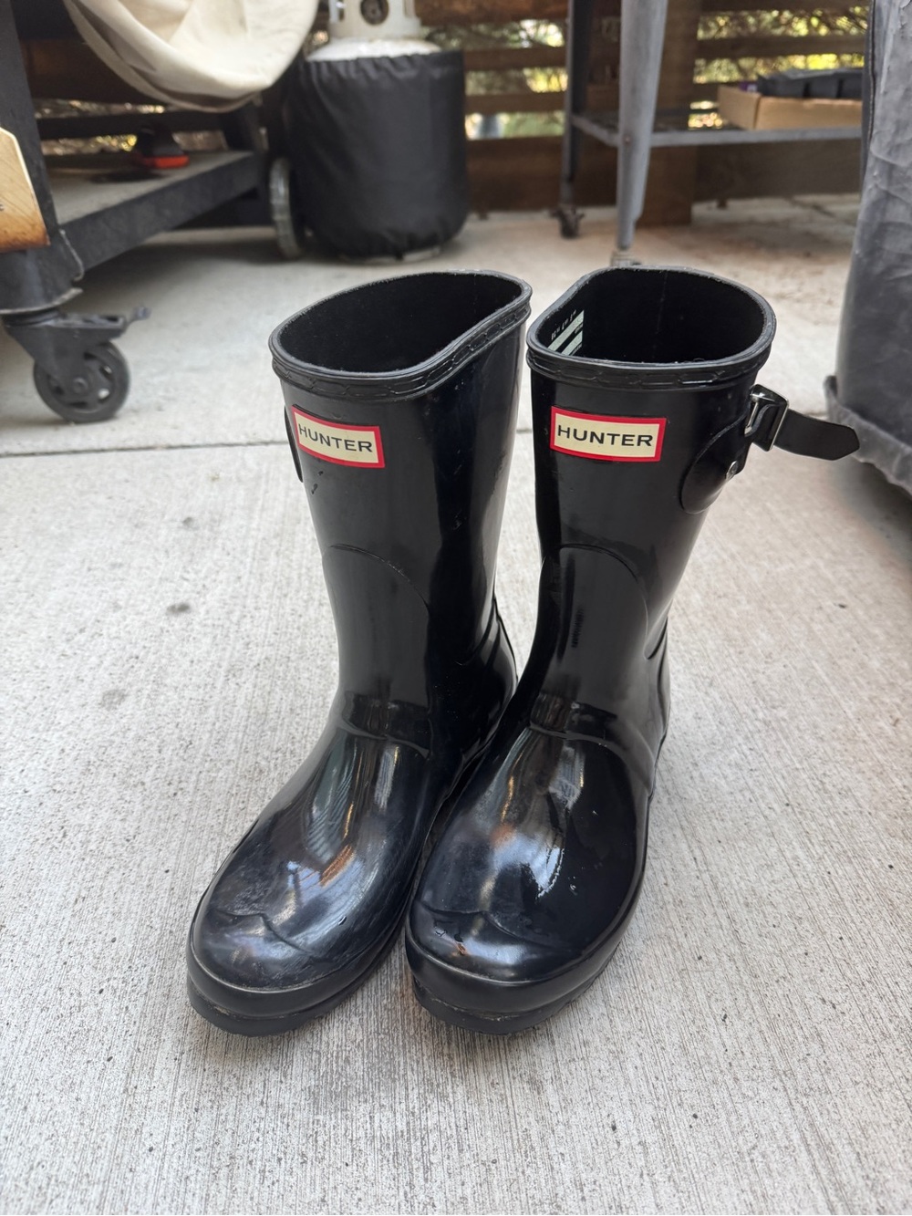 Hunter Glossy Black Short Rain Boots size 7